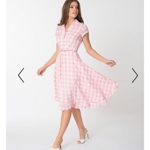 Pink and White Gingham Swing Dress